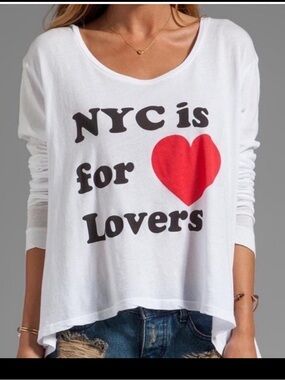 WILDFOX NYC Is For Lovers Oversized Slouchy Cotton Heart Graphic Top S